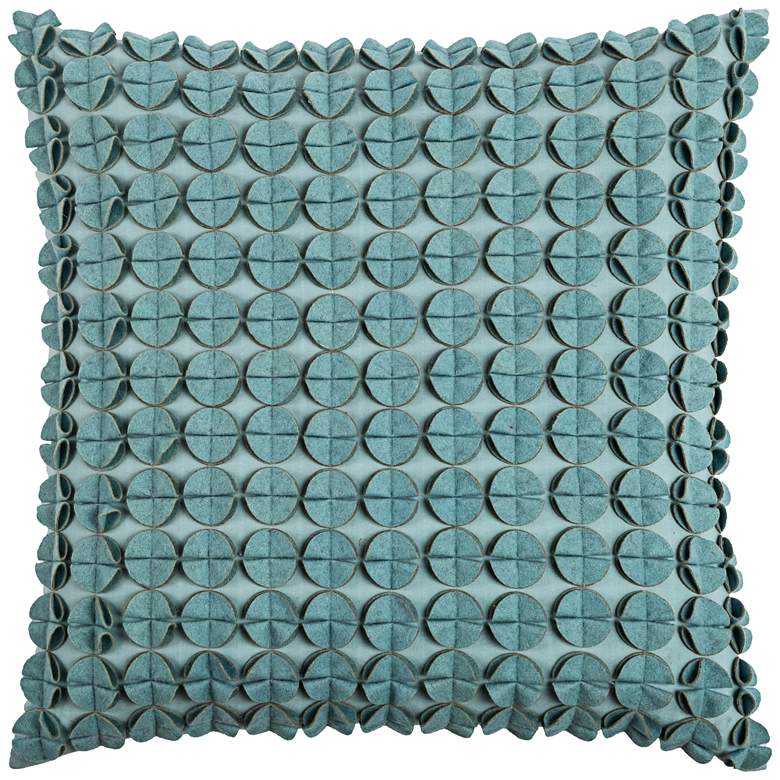 Image 1 Kellan Textured Felt Circles Blue 20 inch Square Throw Pillow