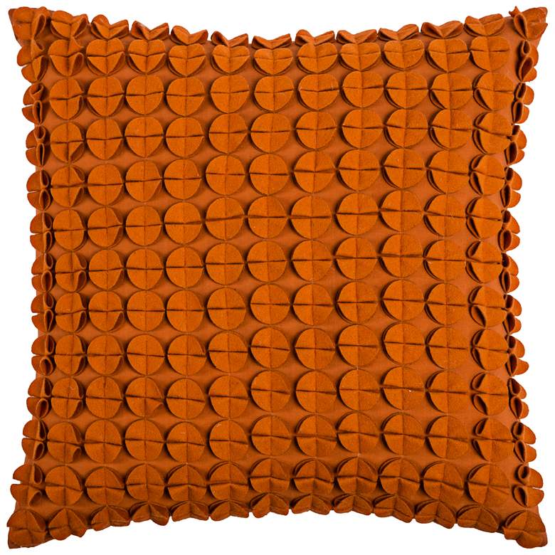 Image 1 Kellan Textured Felt Circles Orange 20" Square Throw Pillow