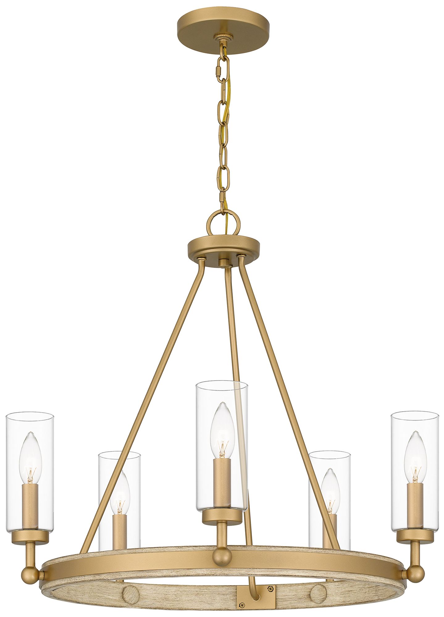 Kelleher 24"W Weathered Brass 5-Light Wagon Wheel Chandelier