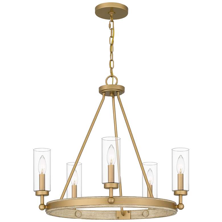 Image 1 Kelleher 5-Light Nouveau Painted Weathered Brass Chandelier