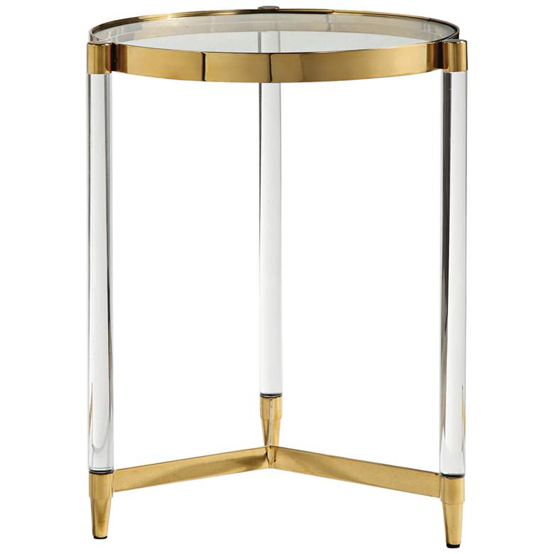 Image 2 Kellen 16 inch Wide Glass and Gold Modern Round Accent Table