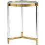 Kellen 16" Wide Glass and Gold Modern Round Accent Table