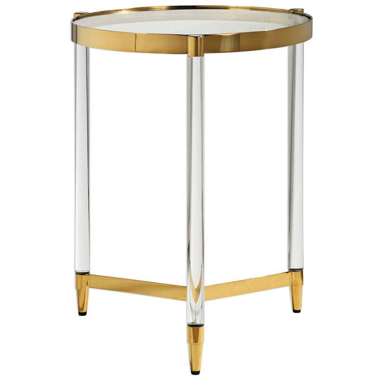 Image 3 Kellen 16 inch Wide Glass and Gold Modern Round Accent Table more views