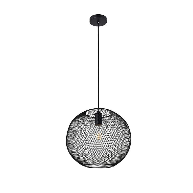 Image 2 Keller 13 1/4" Wide Black Iron Pendant Light more views