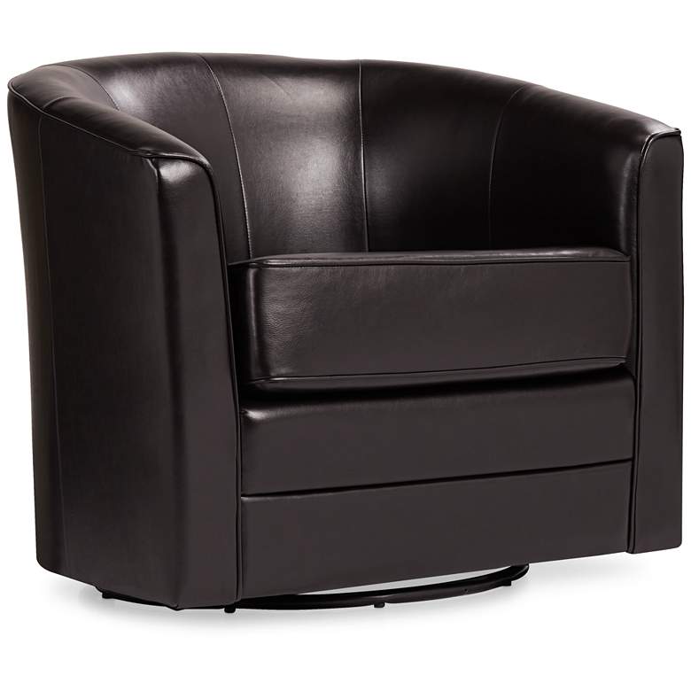 Image 2 Keller Espresso Bonded Leather Swivel Club Chair