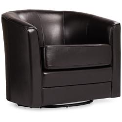 Keller Espresso Bonded Leather Swivel Club Chair