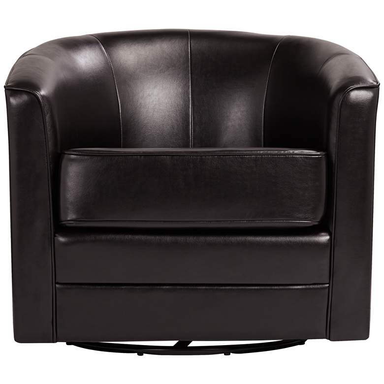 Image 5 Keller Espresso Bonded Leather Swivel Club Chair more views
