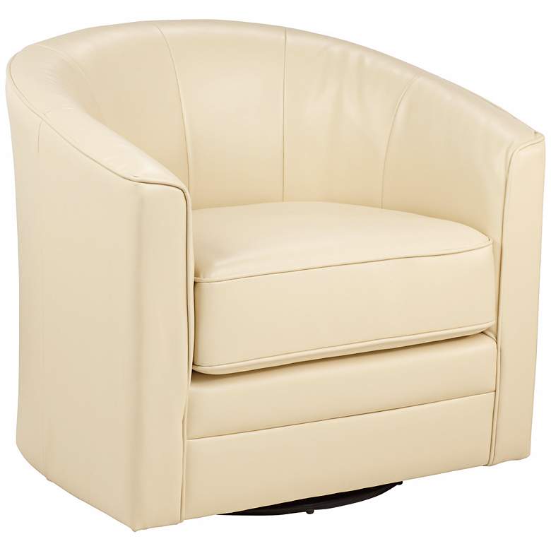 Keller Ivory Bonded Leather Swivel Club Chair