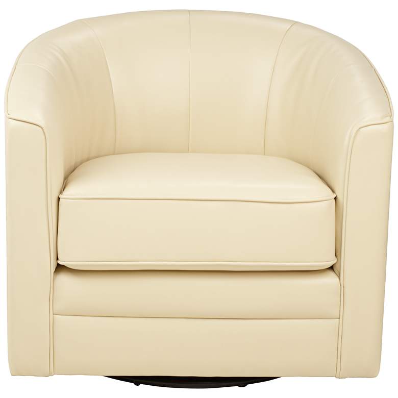 Keller Ivory Bonded Leather Swivel Club Chair more views