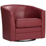 Keller Scarlet Red Bonded Leather Swivel Club Chair