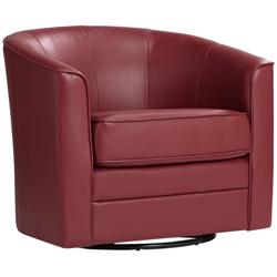 Keller Scarlet Red Bonded Leather Swivel Club Chair