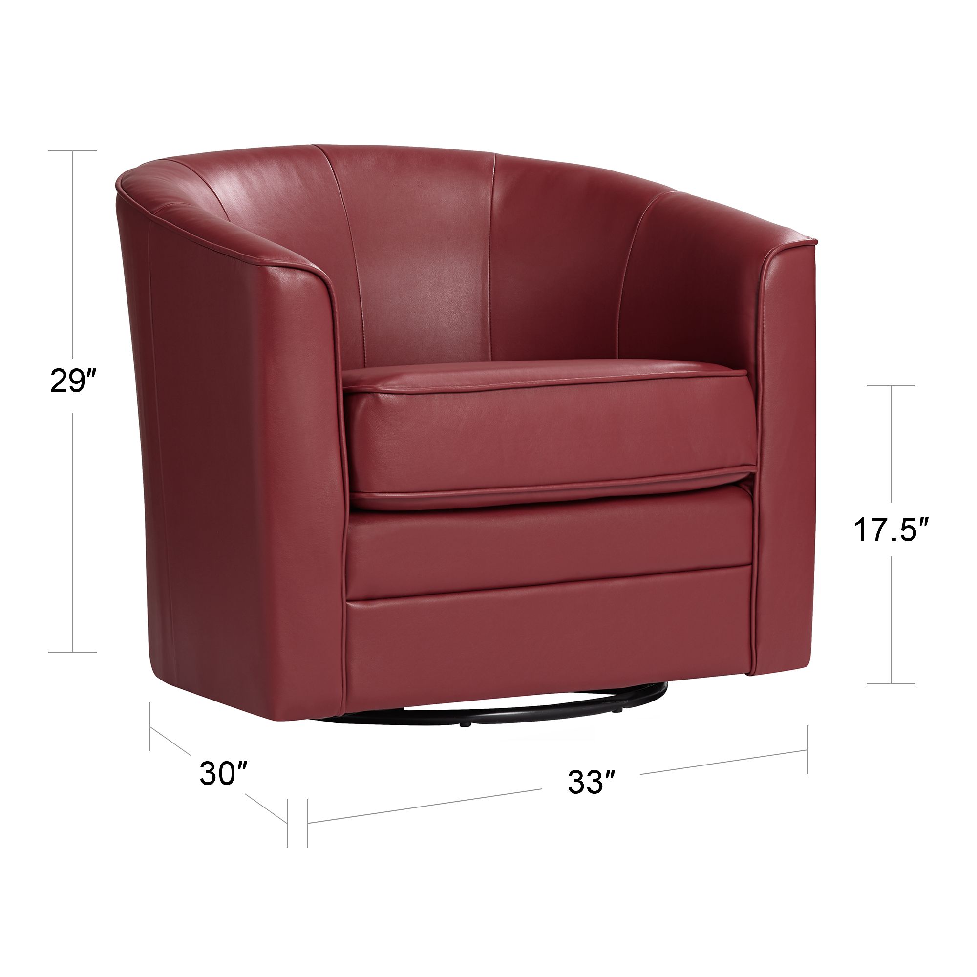 corley red leather swivel club chair