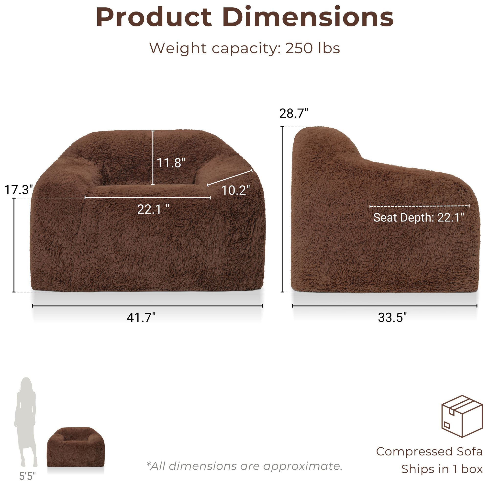 Image 7 Kellie 40.6" Wide Cedar Brown Faux Fur C more views