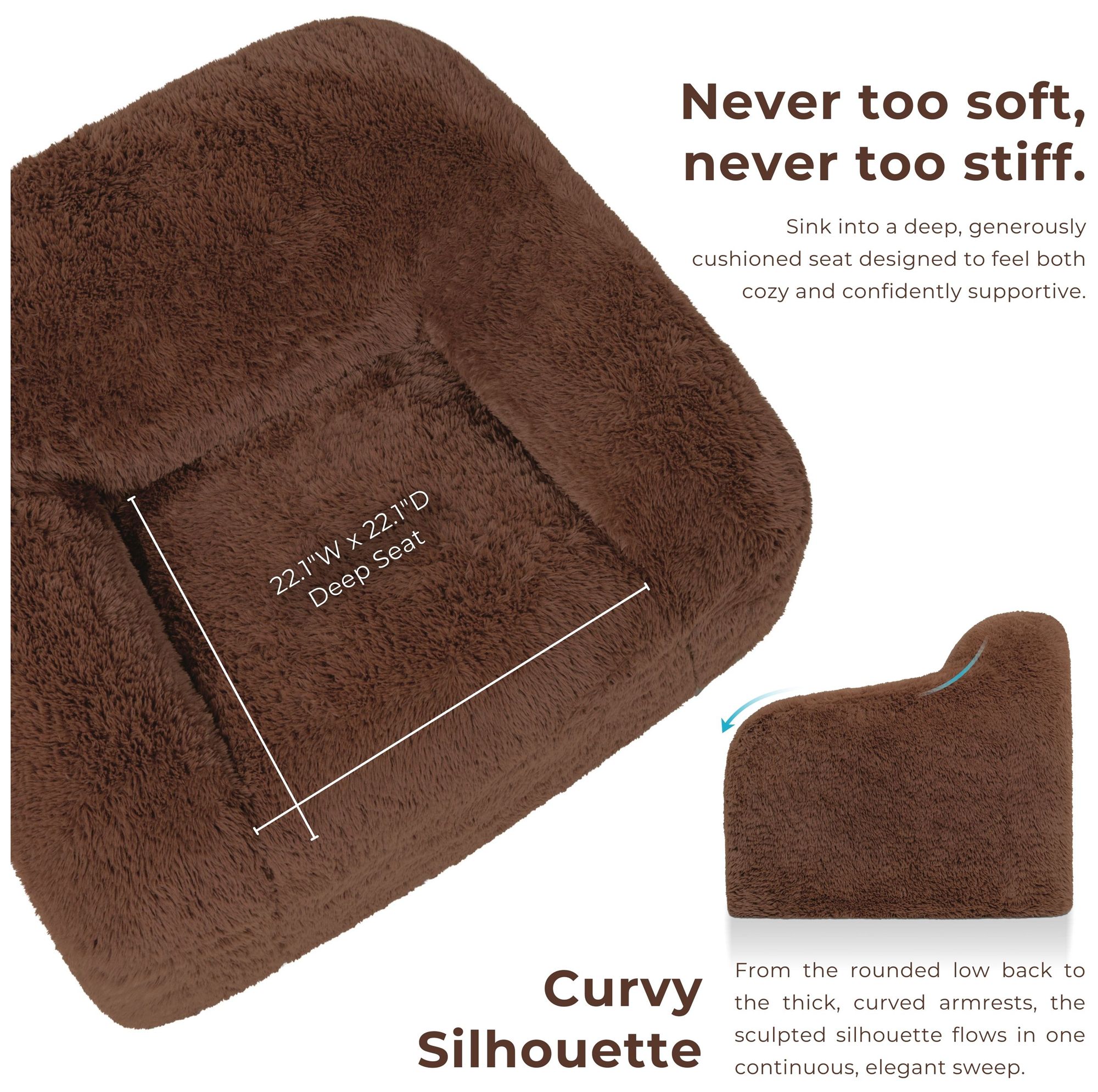 Kellie 40.6" Wide Cedar Brown Faux Fur C