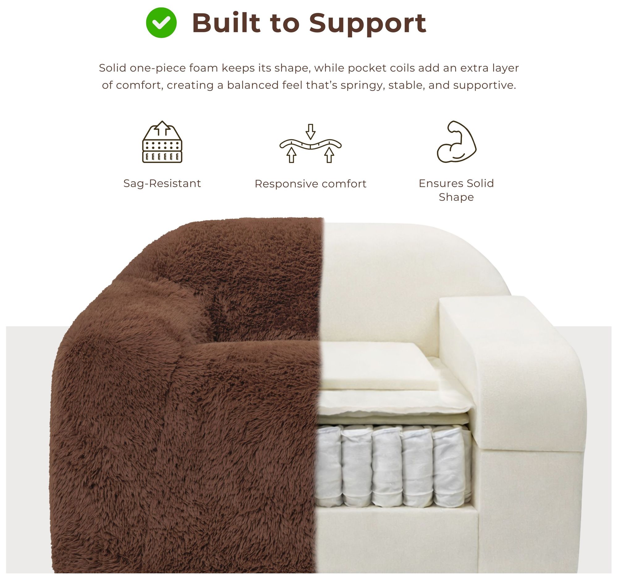 Kellie 40.6" Wide Cedar Brown Faux Fur C
