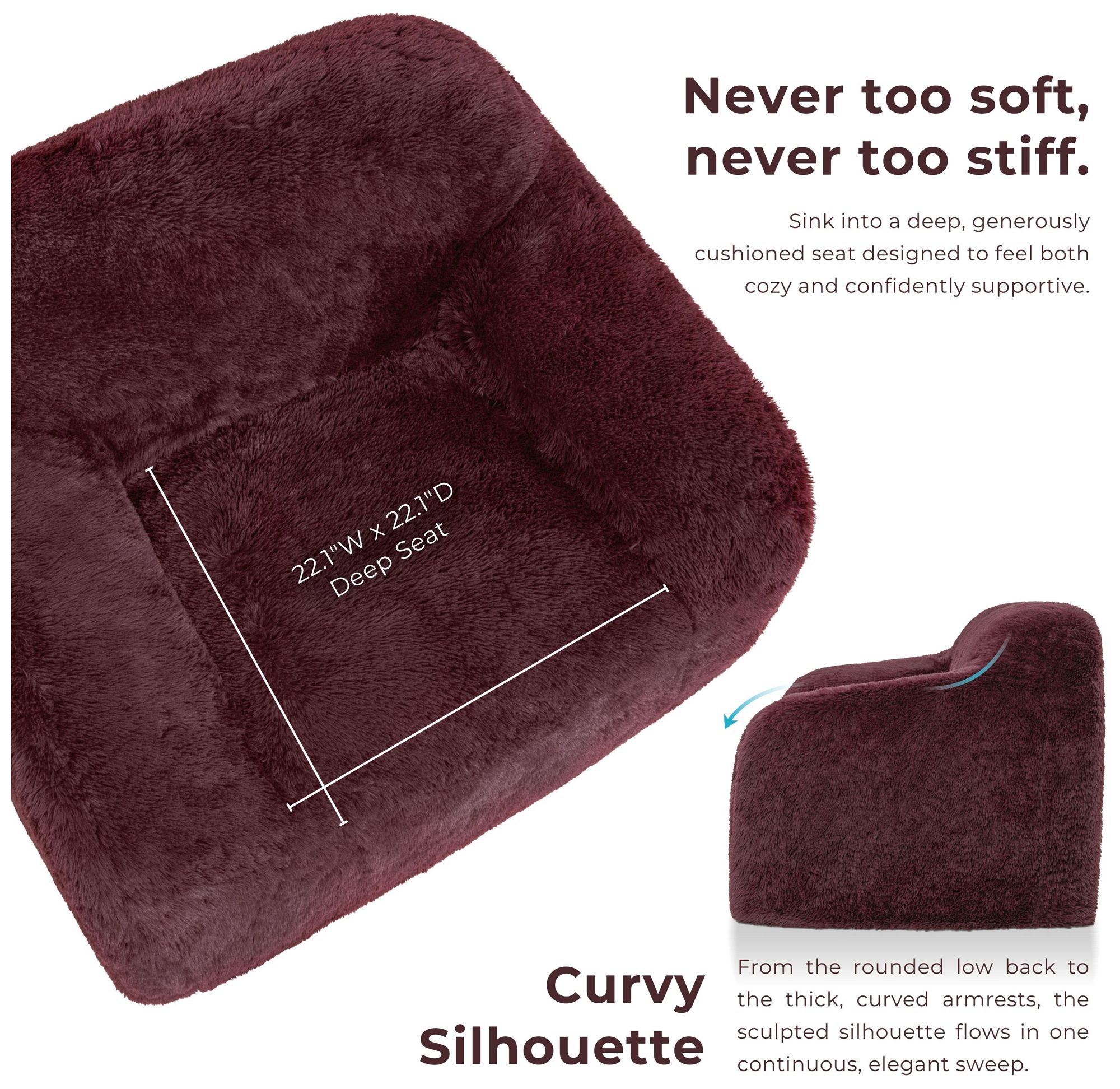 Kellie 40.6" Wide Red Wine Faux Fur Comp