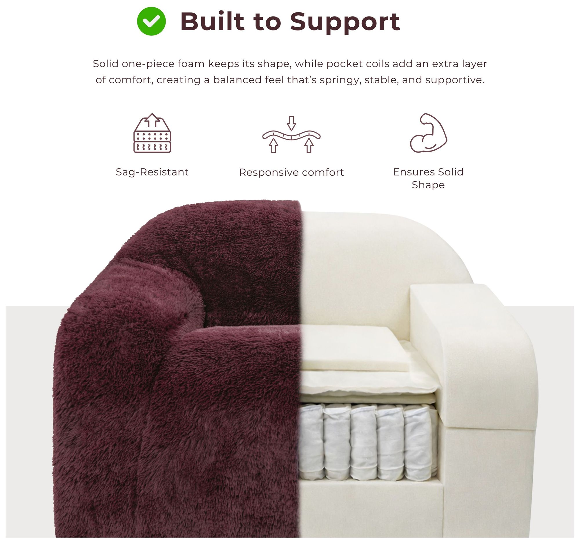 Kellie 40.6" Wide Red Wine Faux Fur Comp