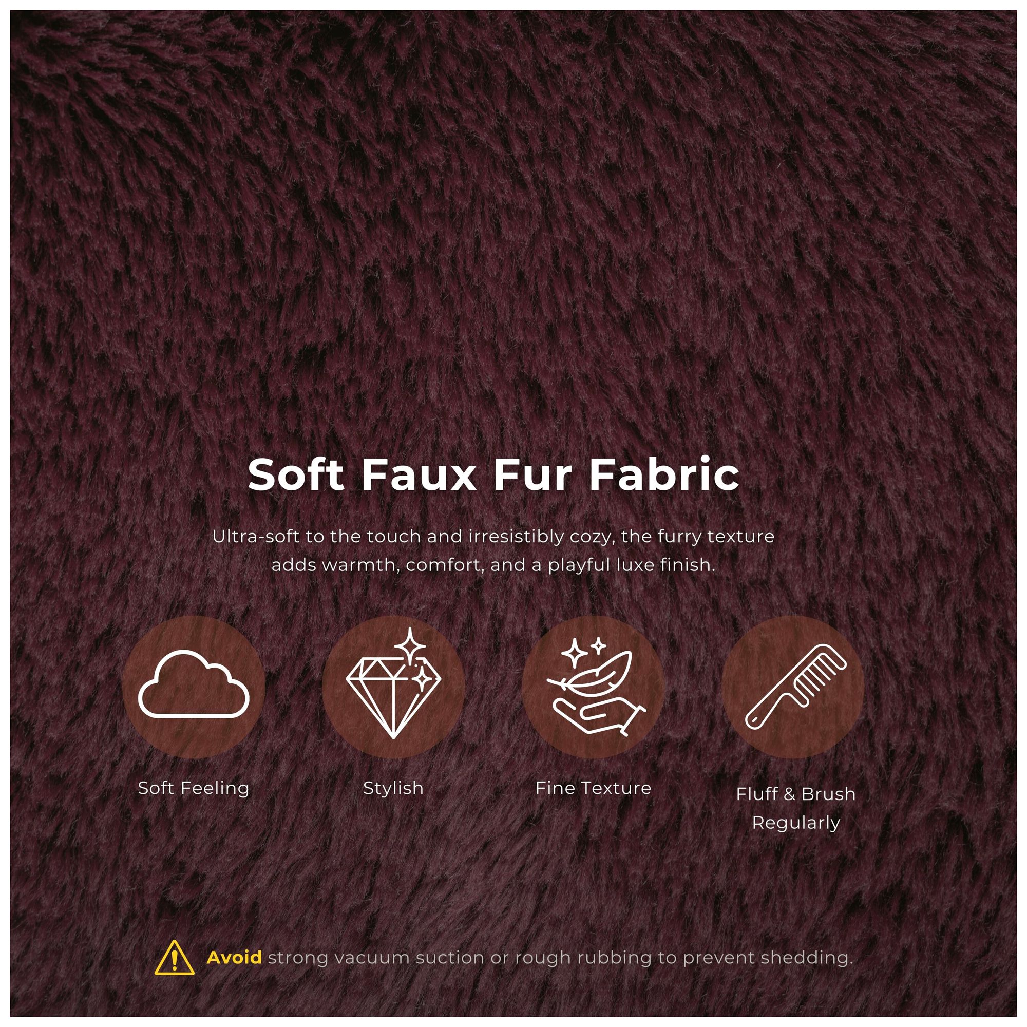 Kellie 40.6" Wide Red Wine Faux Fur Comp
