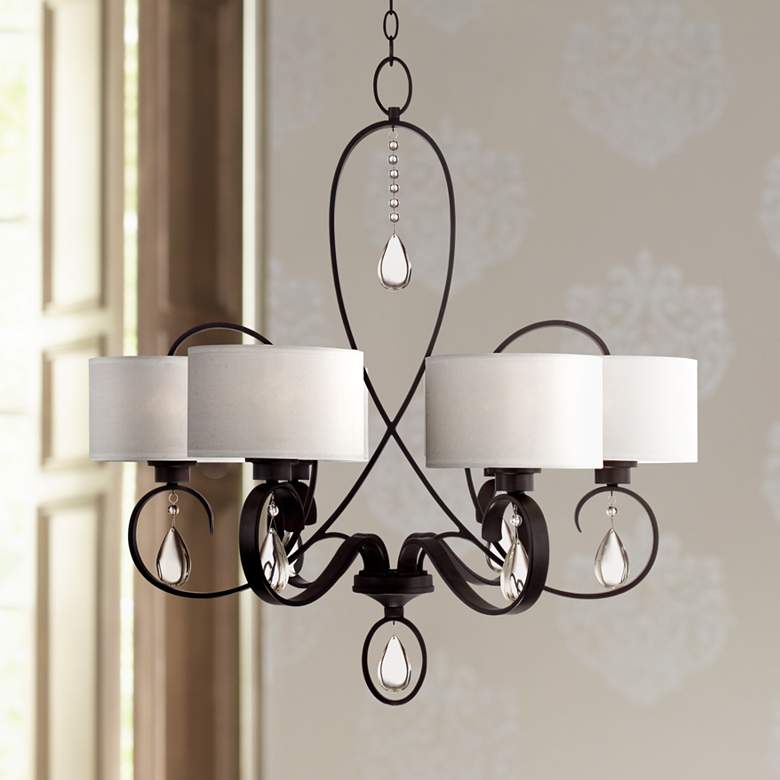 Image 1 Kellie 6-Light 29 3/4 inch Wide English Bronze Shaded Chandelier