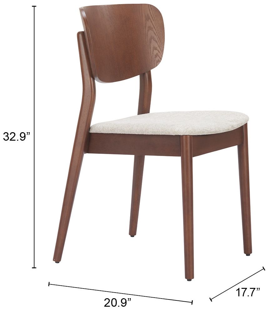 Image 7 Kellua Dining Chair (Set of 2) Beige & Walnut more views