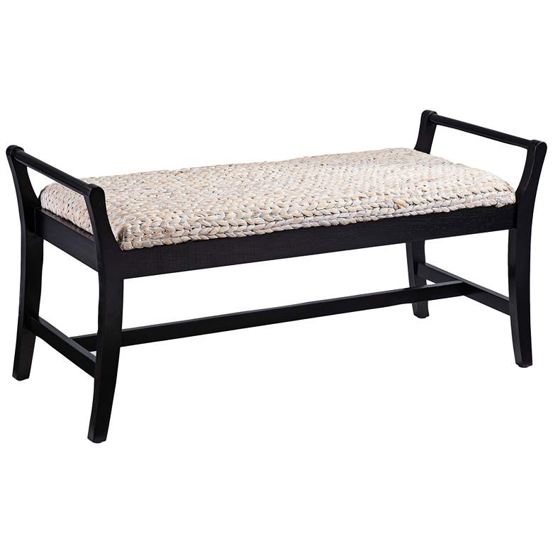 Image 2 Kellworth 44 1/4" Wide White-Washed Water Hyacinth Bench