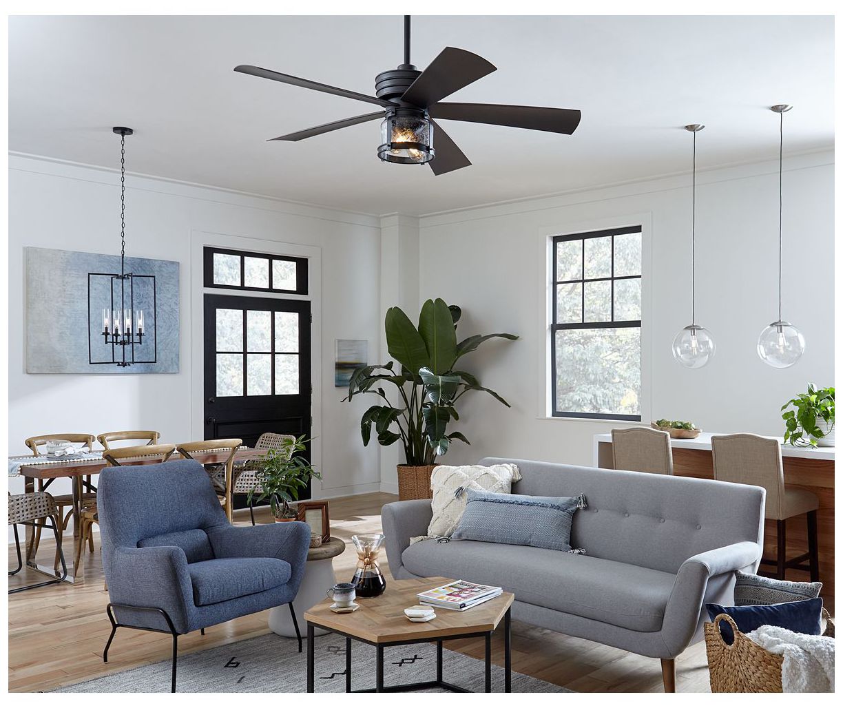 Image 3 Kellwyn Collection Four-Light Clear Glass Foyer Pendant Light more views