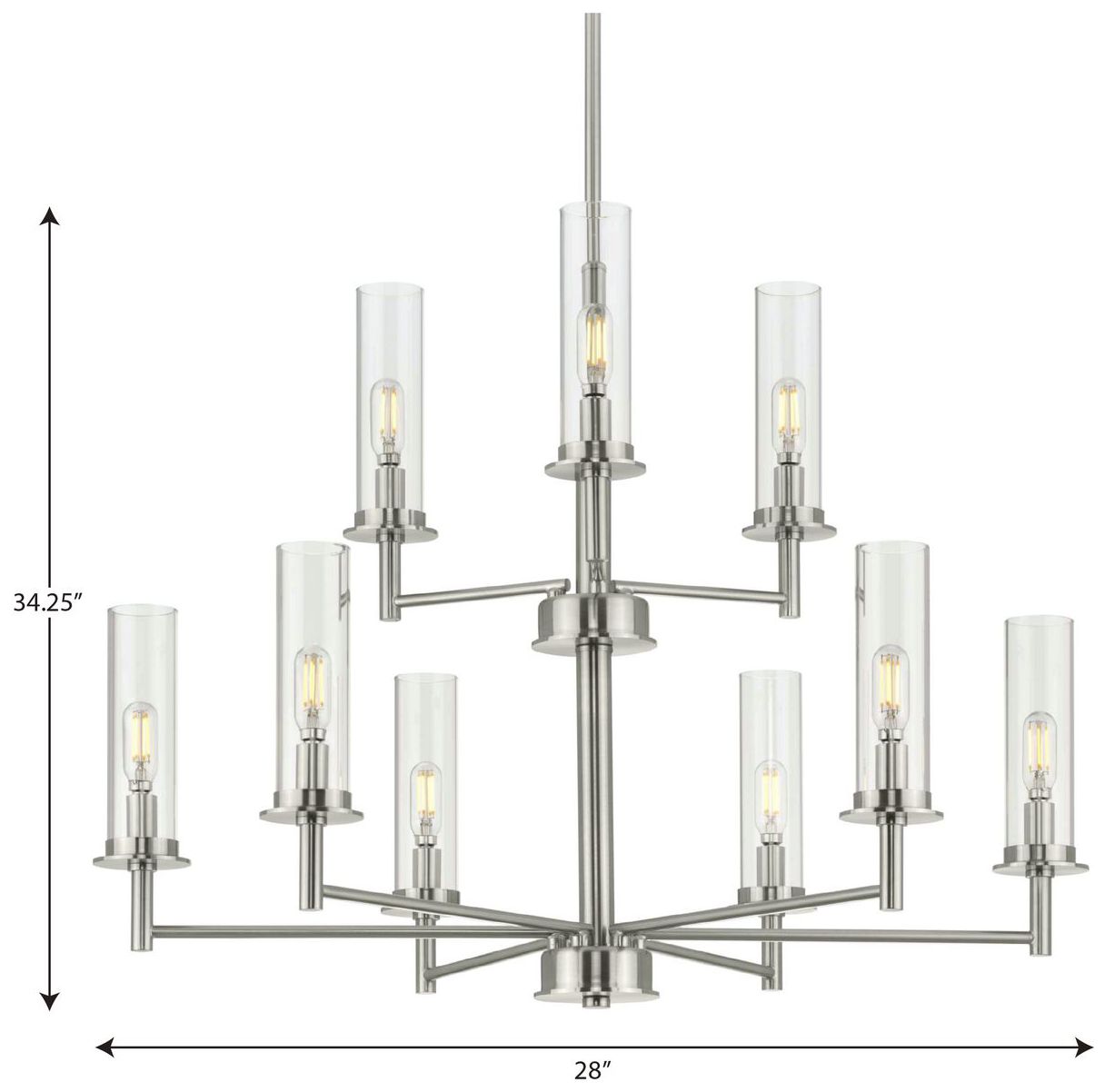 Thumbnail4 of Kellwyn Collection Nine-Light Clear Glass Chandelier Light more views