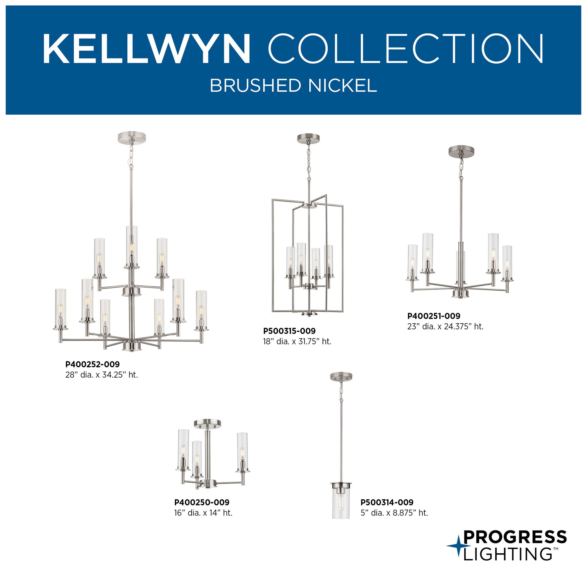 Kellwyn Collection Nine-Light Clear Glass Chandelier Light