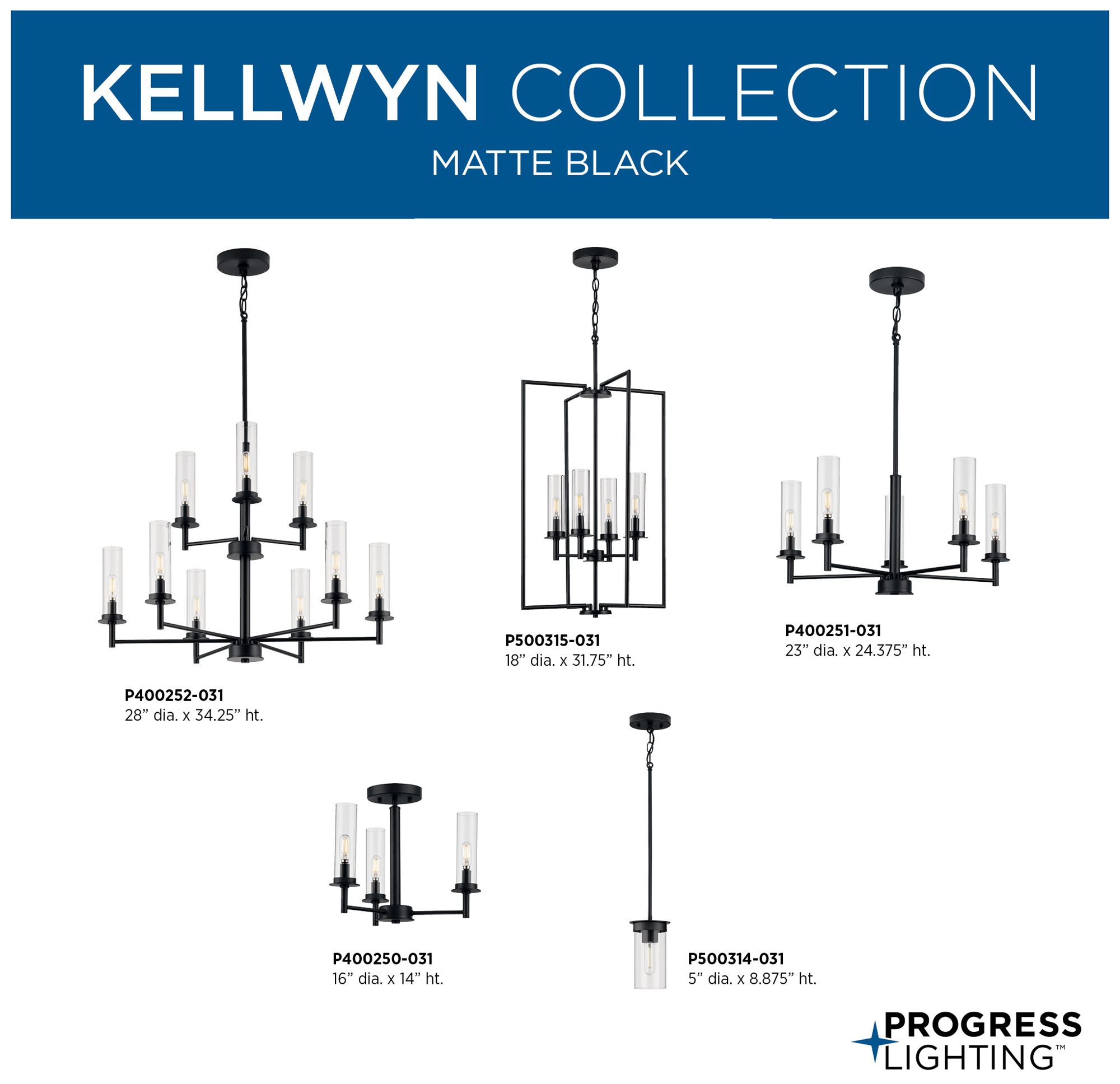 Kellwyn Collection Nine-Light Clear Glass Chandelier Light