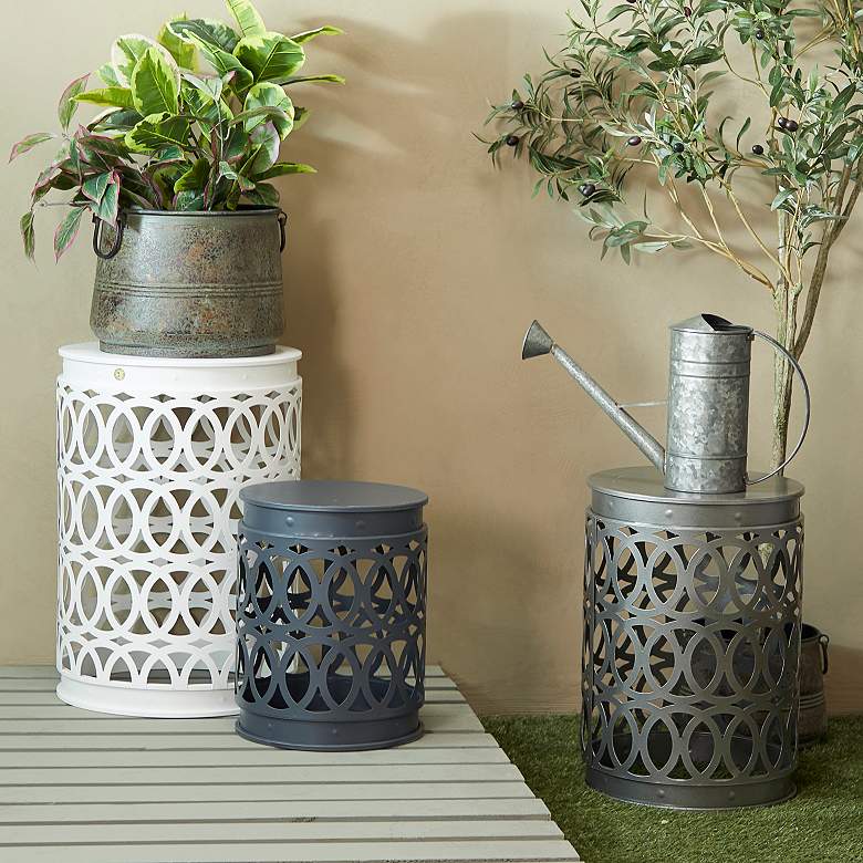 Image 1 Kelly 15 3/4" Wide Gray White Nesting Accent Tables Set of 3