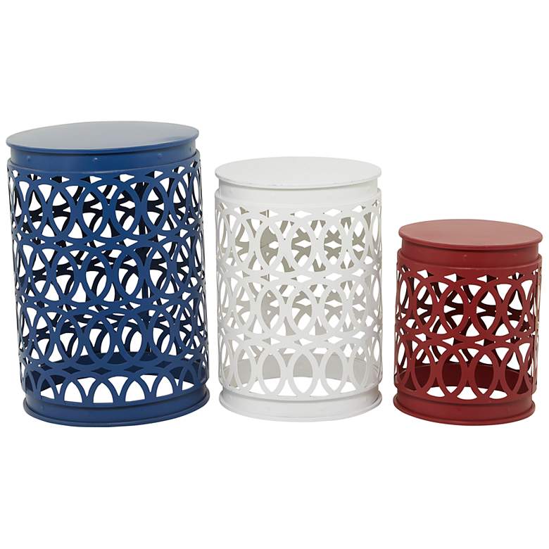 Image 2 Kelly 15 3/4"W Blue White Red Nesting Accent Tables Set of 3