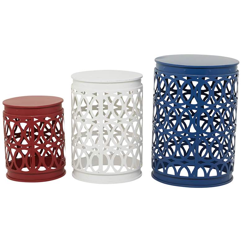 Image 5 Kelly 15 3/4"W Blue White Red Nesting Accent Tables Set of 3 more views