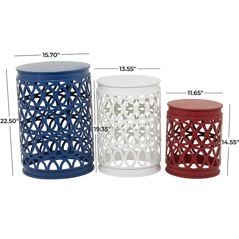 Image 7 Kelly 15 3/4"W Blue White Red Nesting Accent Tables Set of 3 more views