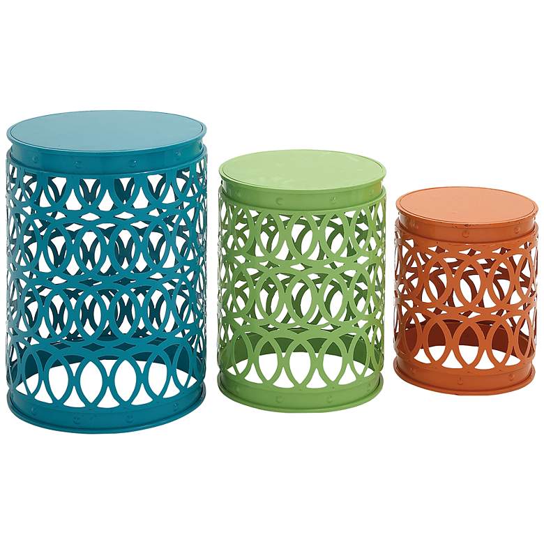 Image 2 Kelly 16 inch Wide Blue Green Orange Nesting Accent Tables Set of 3