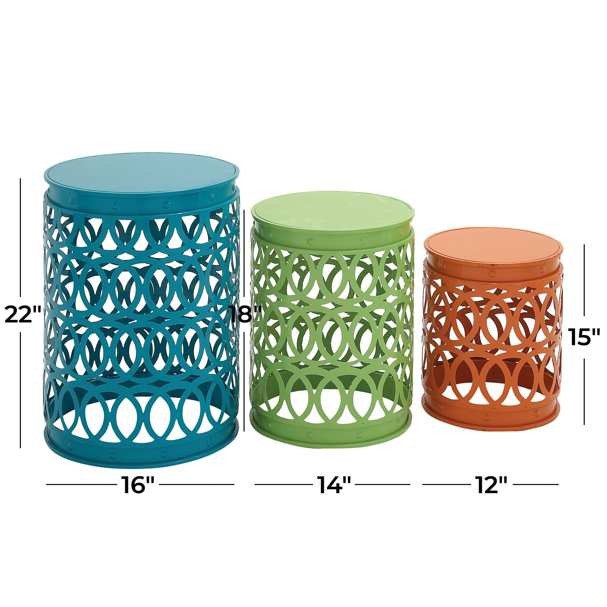 Image 6 Kelly 16" Wide Blue Green Orange Nesting Accent Tables Set of 3 more views