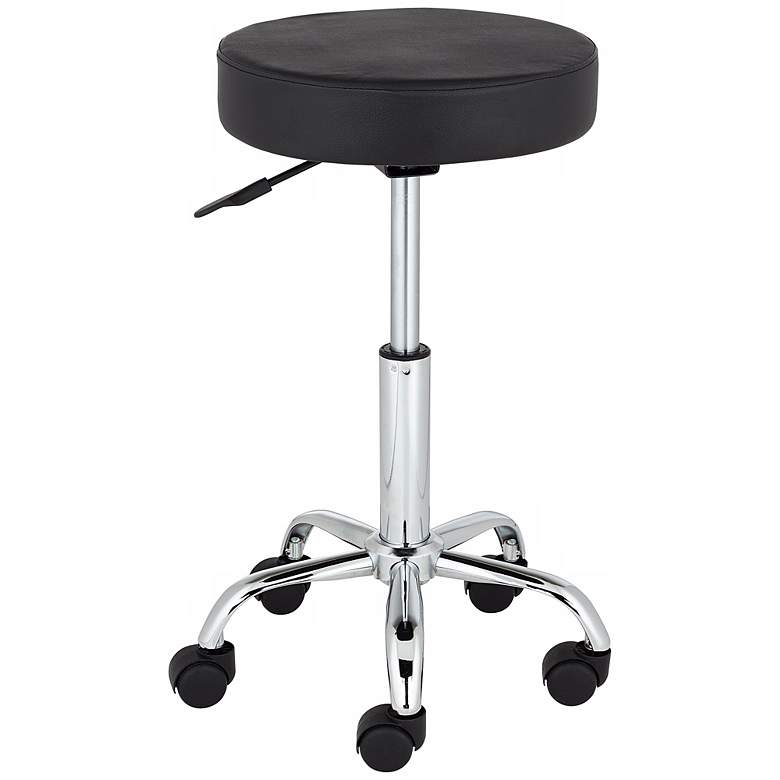 Image 2 Kelly Black Faux Leather Adjustable Swivel Office Stools Set of 2 more views