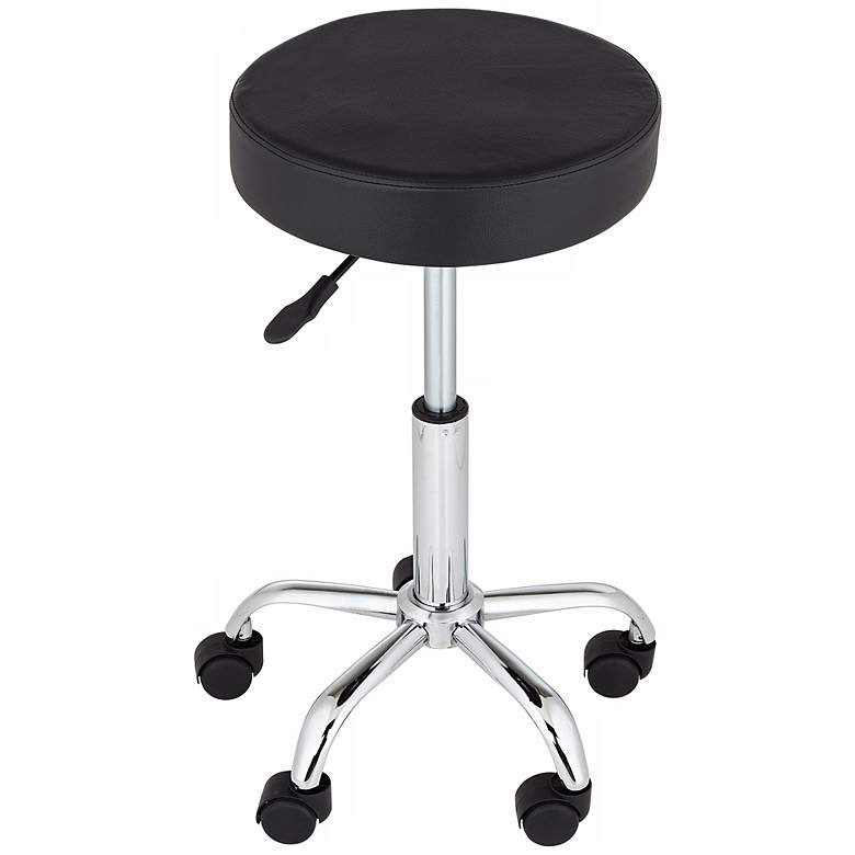 Image 3 Kelly Black Faux Leather Adjustable Swivel Office Stools Set of 2 more views