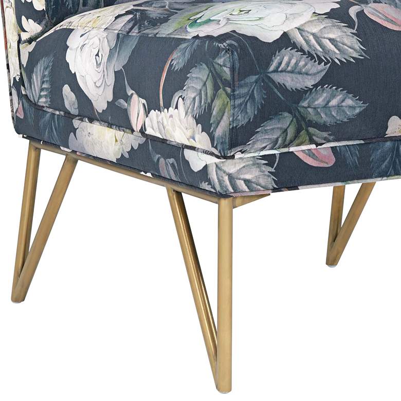 Image 4 Kelly Floral Channel Tufted Velvet Accent Chair more views