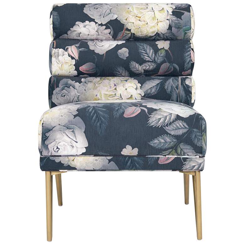 Image 5 Kelly Floral Channel Tufted Velvet Accent Chair more views