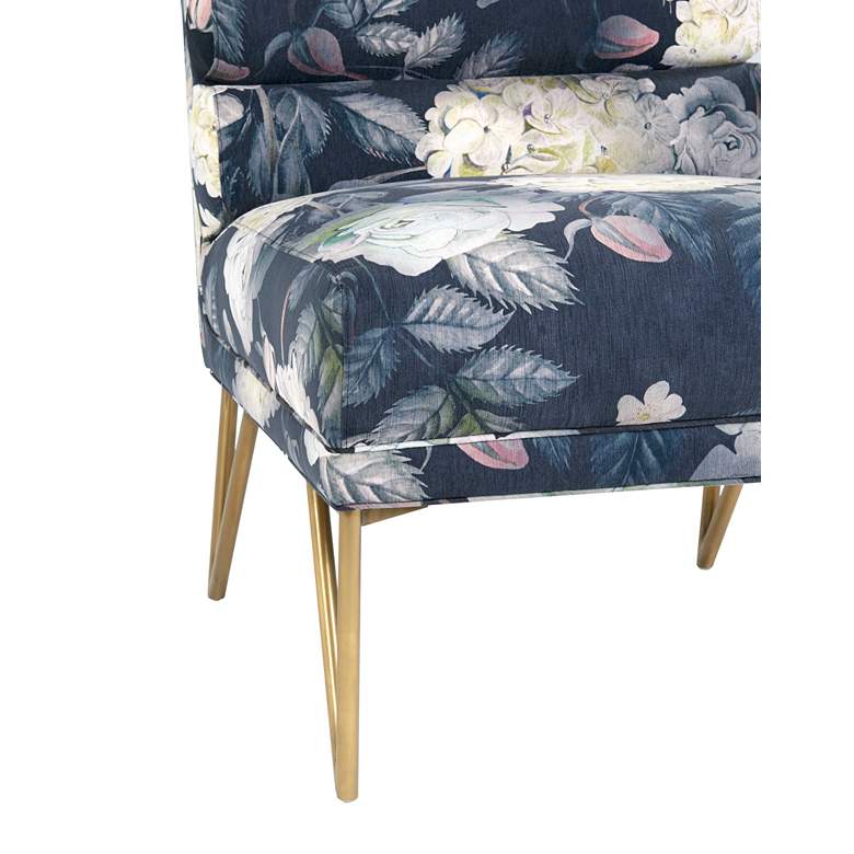 Image 7 Kelly Floral Channel Tufted Velvet Accent Chair more views