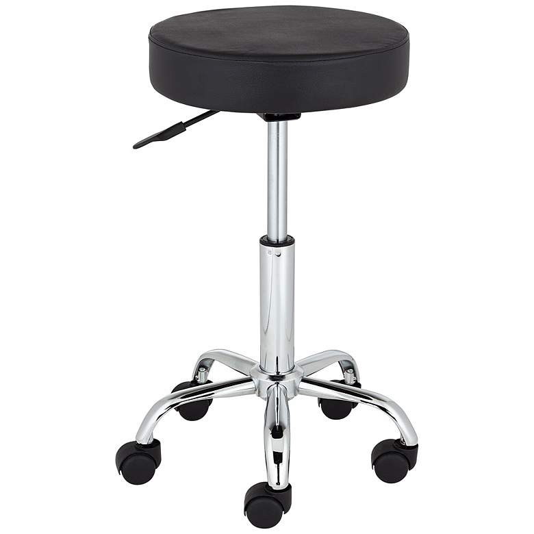 Kelly Rolling Chrome Adjustable Swivel Office Stool more views