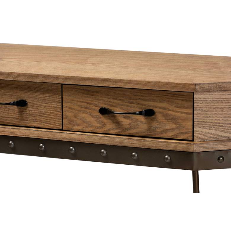 Image 3 Kellyn 43 inch Wide Oak Brown Wood 3-Drawer Console Table� more views