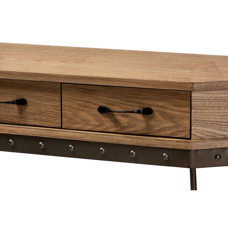 Image 3 Kellyn 43" Wide Oak Brown Wood 3-Drawer Console Table� more views