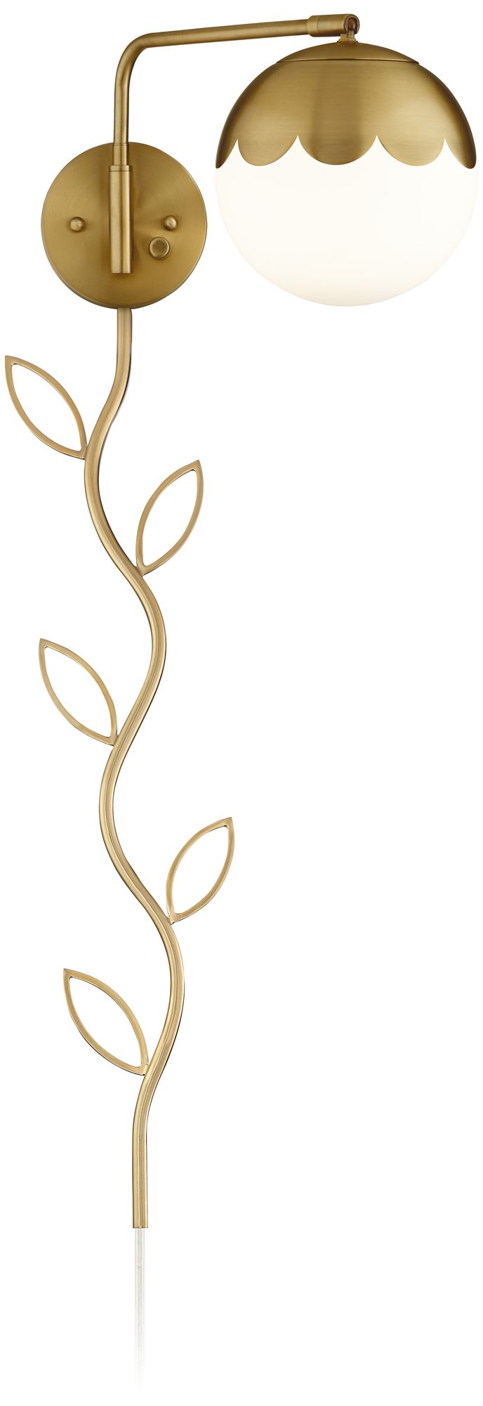 Kelowna Brass Globe PlugIn Swing Arm Wall Lamps Set of 2 with Cord