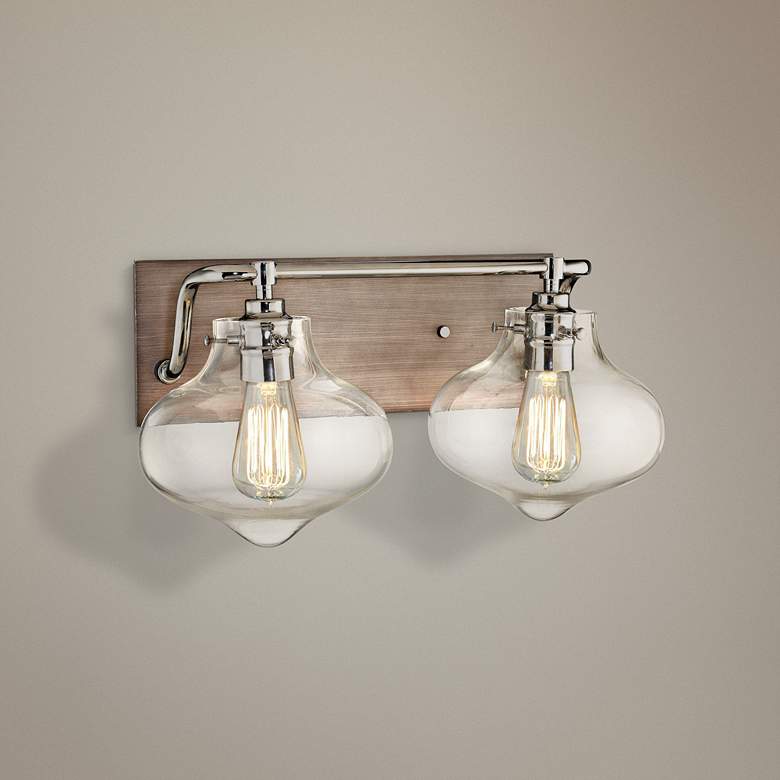 Image 1 Kelsey 17 inchW Weathered Zinc and Polished Nickel Bath Light