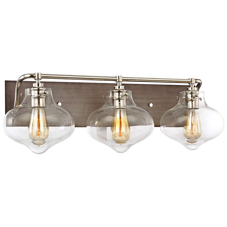 Image 1 Kelsey 27"W Weathered Zinc and Polished Nickel Bath Light