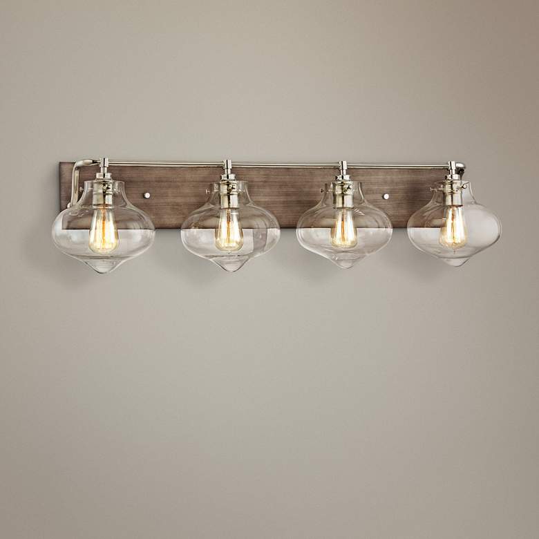 Image 1 Kelsey 37 inchW Weathered Zinc and Polished Nickel Bath Light