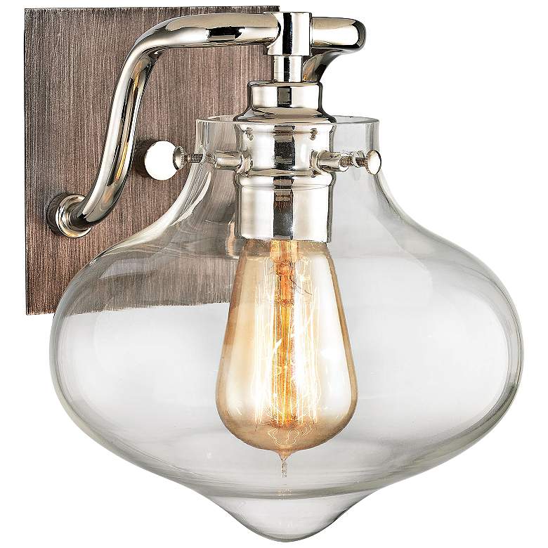 Image 1 Kelsey 9"H Weathered Zinc and Polished Nickel Wall Sconce