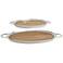 Kelsey Aluminum and Natural Wood 2-Piece Oval Trays Set