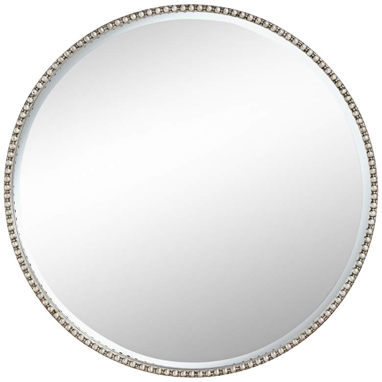Image 1 Kelsey Antique Silver Beaded 33 1/4 inch Round Wall Mirror